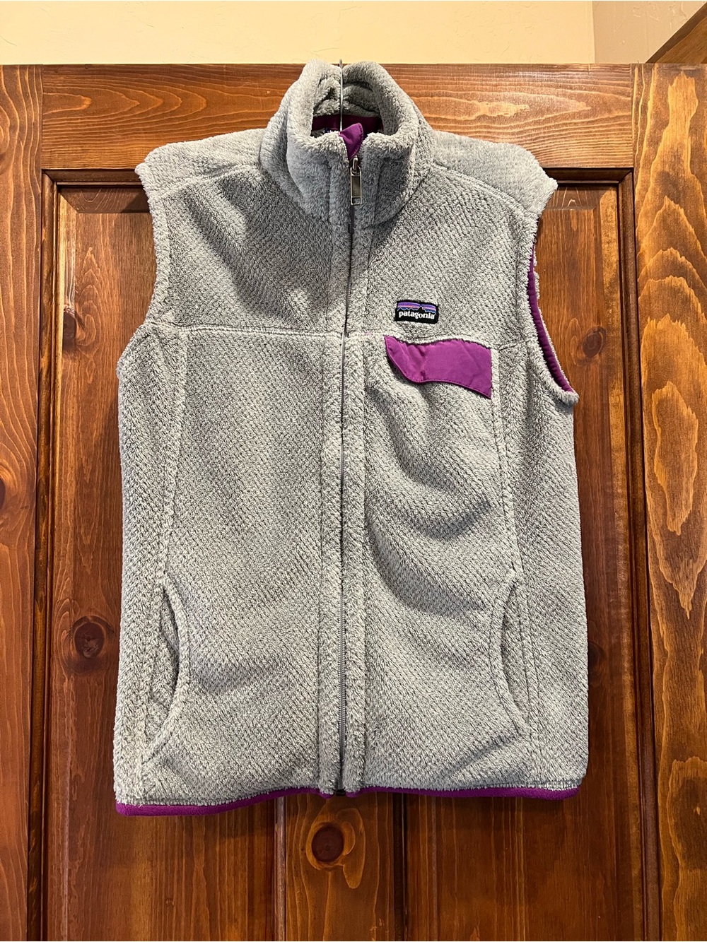Patagonia Gray and Purple Fleece Vest